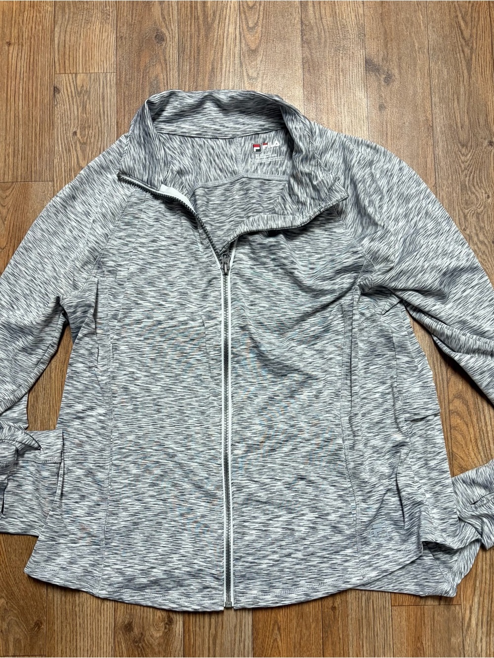 Fila Light Gray Marled Zip-Up Bomber Jacket
